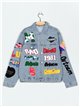 Oversized slogan denim jacket blue (S-M-L)