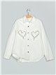 Sobrecamisa denim corazones blanco (S-M-L)