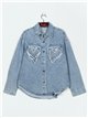 Sobrecamisa denim corazones azul (S-M-L)