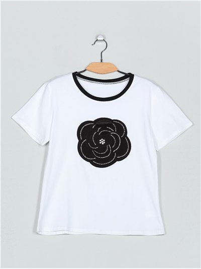 Camiseta flor pedrería (M/L-XL/XXL)