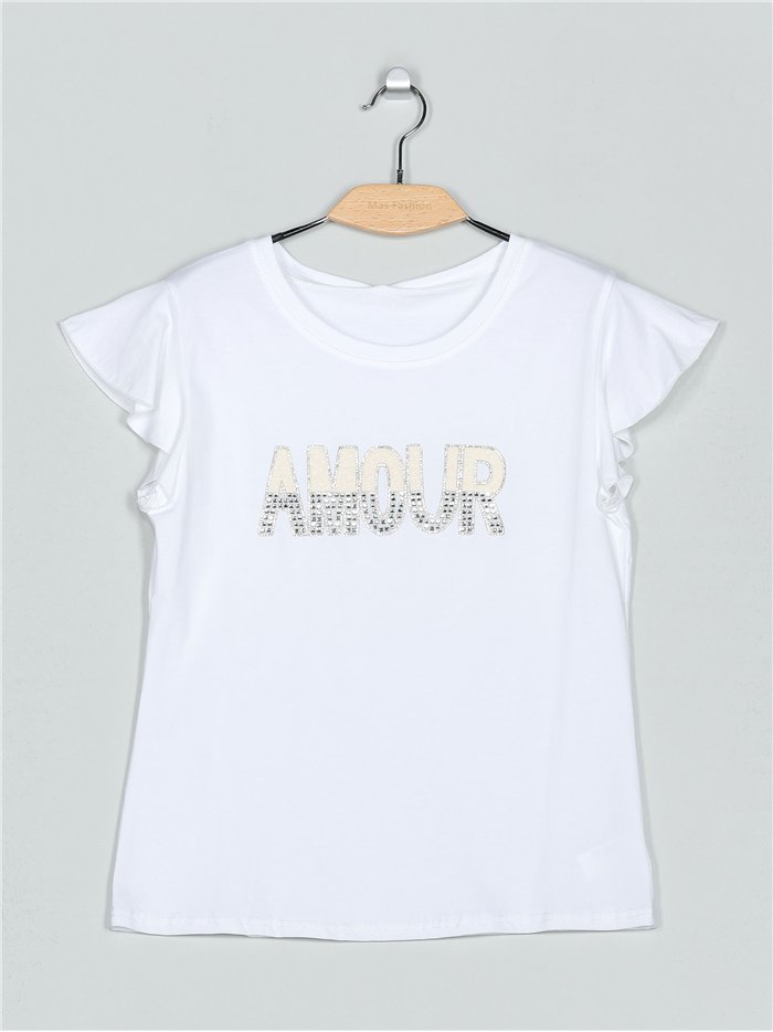 Camiseta amour strass (S/M-L/XL)