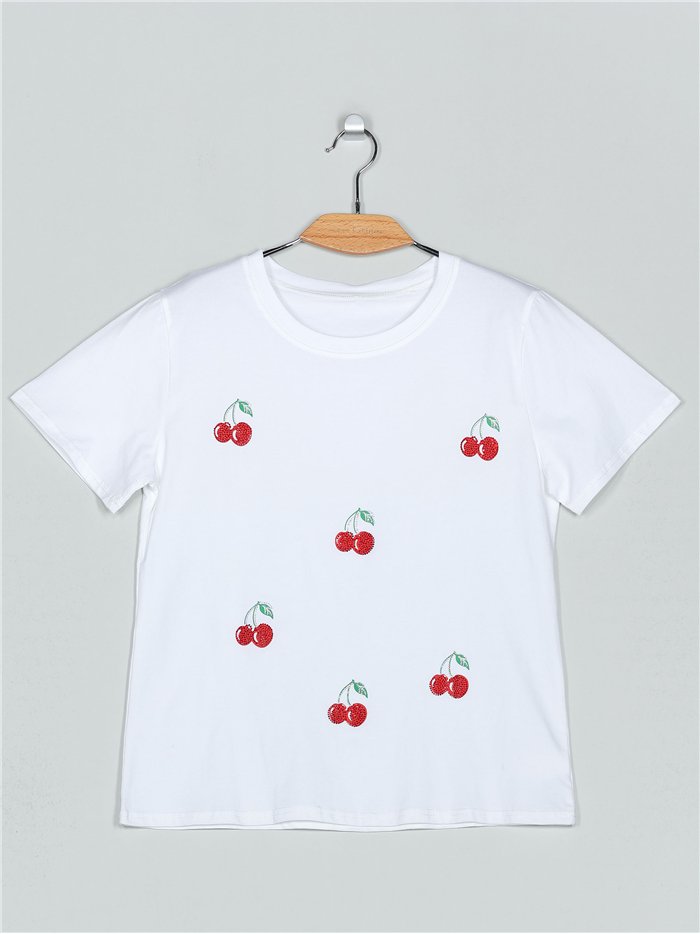 Camiseta cerezas strass (M/L-XL/XXL)