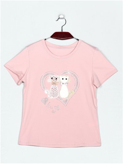 Camiseta gatos strass (S/M-L/XL)