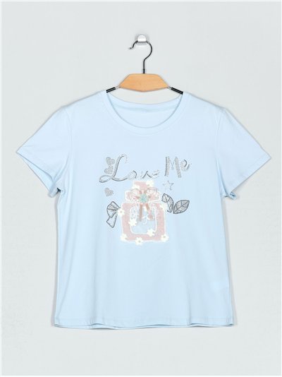 Camiseta perfume strass (S/M-L/XL)