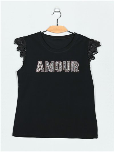 Camiseta amour strass (M/L-XL/XXL)