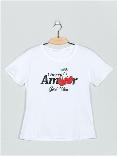 Camiseta amour strass (S/M-L/XL)