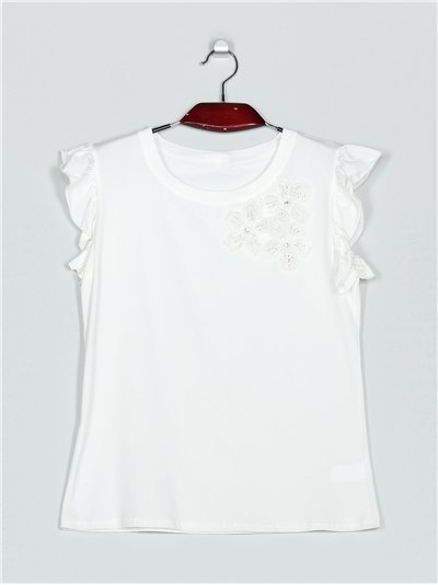 Camiseta flores abalorios (S/M-L/XL)