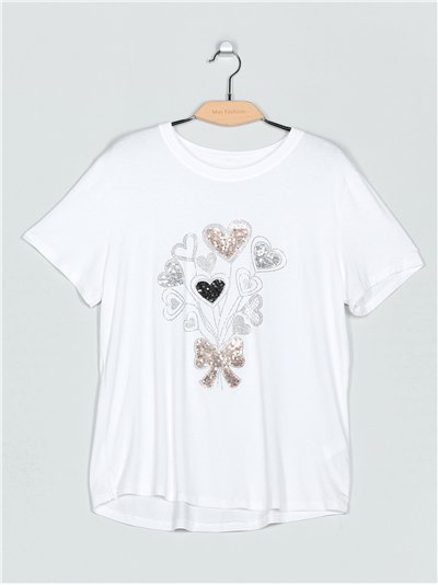 Camiseta fluida corazoncitos strass (M/L-XL/XXL)