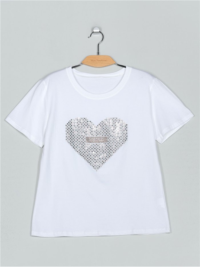 Camiseta corazón strass (M/L-XL/XXL)