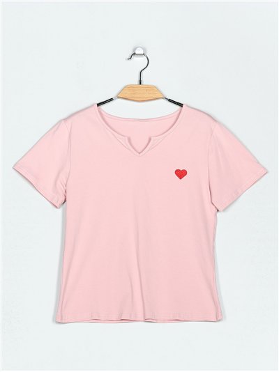 Camiseta corazón bordado (S/M-L/XL)