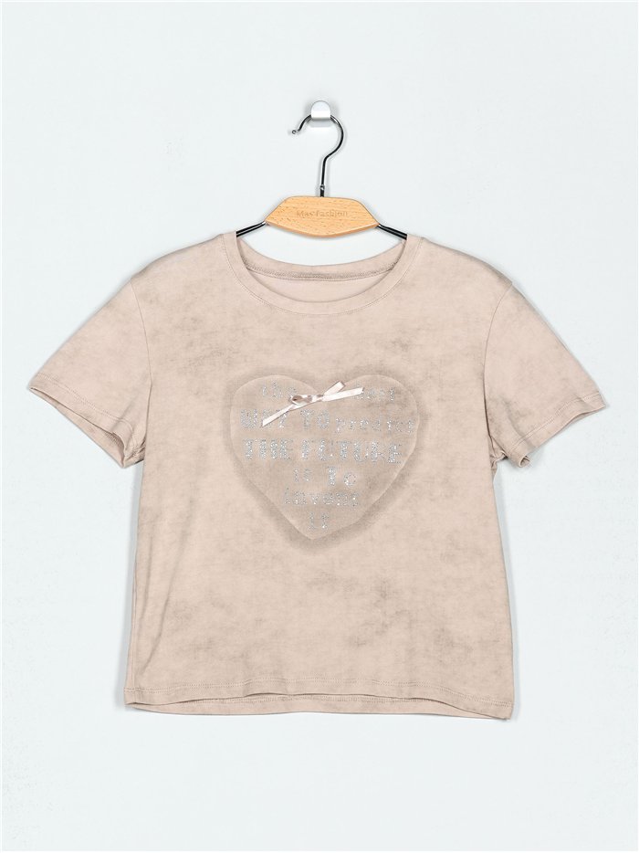 Camiseta corazón strass (S/M-L/XL)