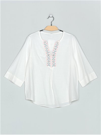 Blusa bordada efecto lino (M-L-XL-XXL)