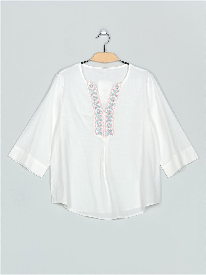 Blusa bordada efecto lino (M-L-XL-XXL)