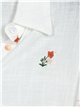 Camisa florecitas efecto lino blanco (M-L-XL-XXL)