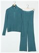 Conjunto Jersey canalé cuello cremallera + Pantalón teal