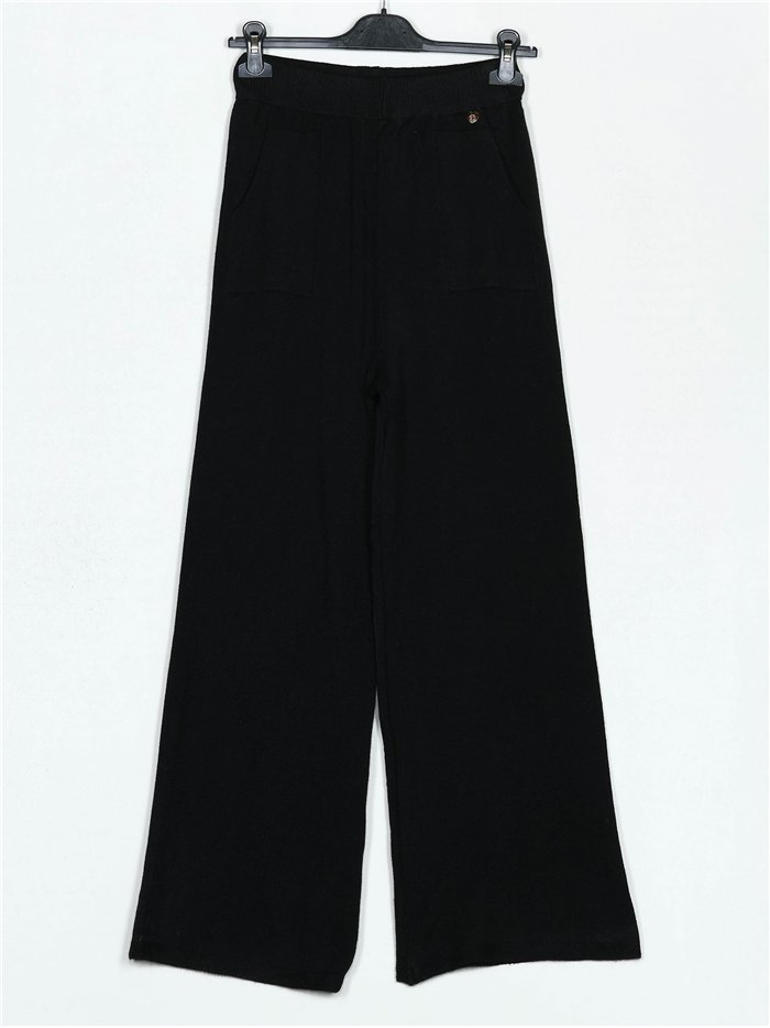 Straight knit trousers negro