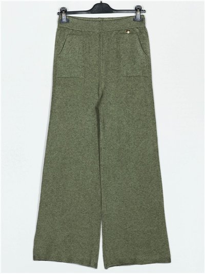 Straight knit trousers verde-militar