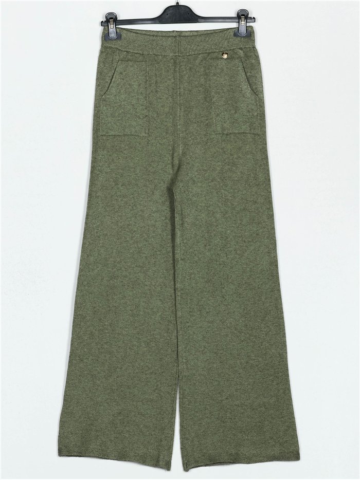 Straight knit trousers verde-militar