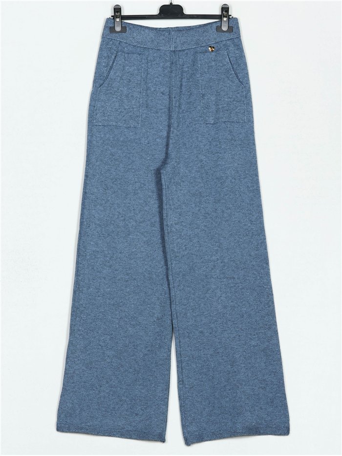 Straight knit trousers azul-vaquero