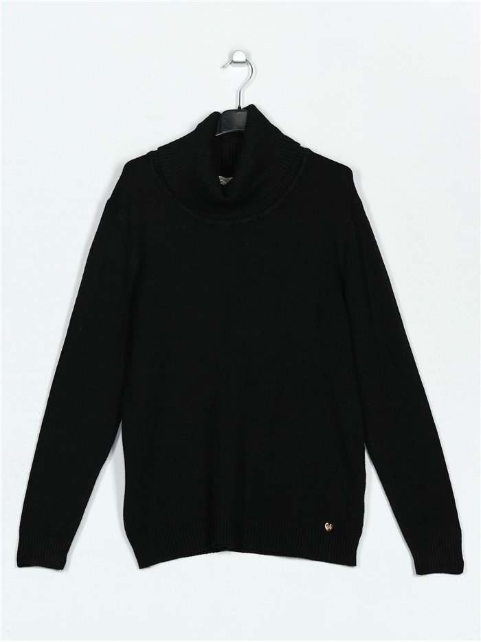 Roll neck sweater negro