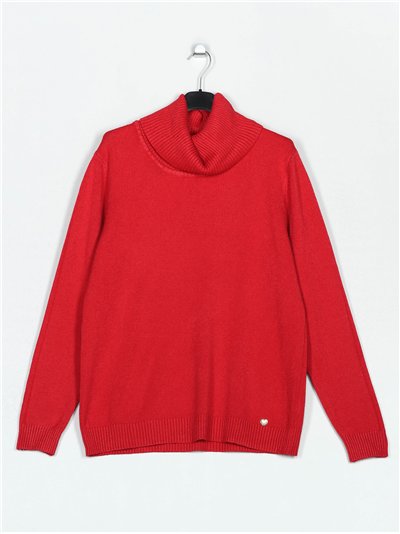 Roll neck sweater rojo