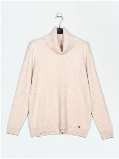 Roll neck sweater apricot