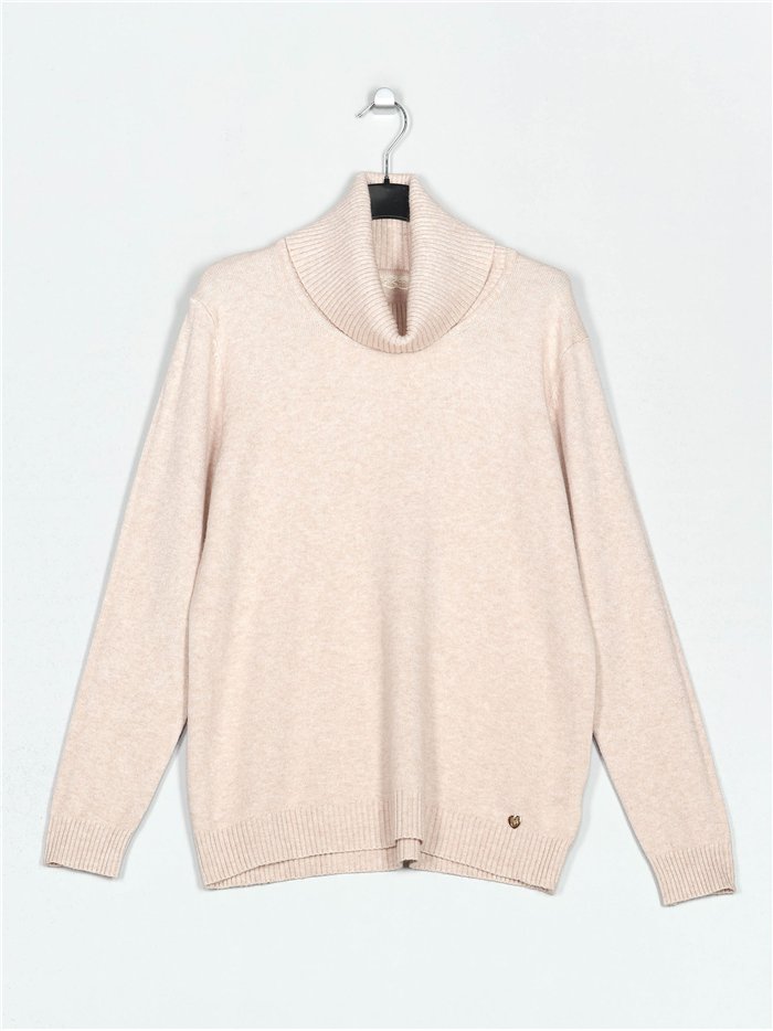 Roll neck sweater apricot