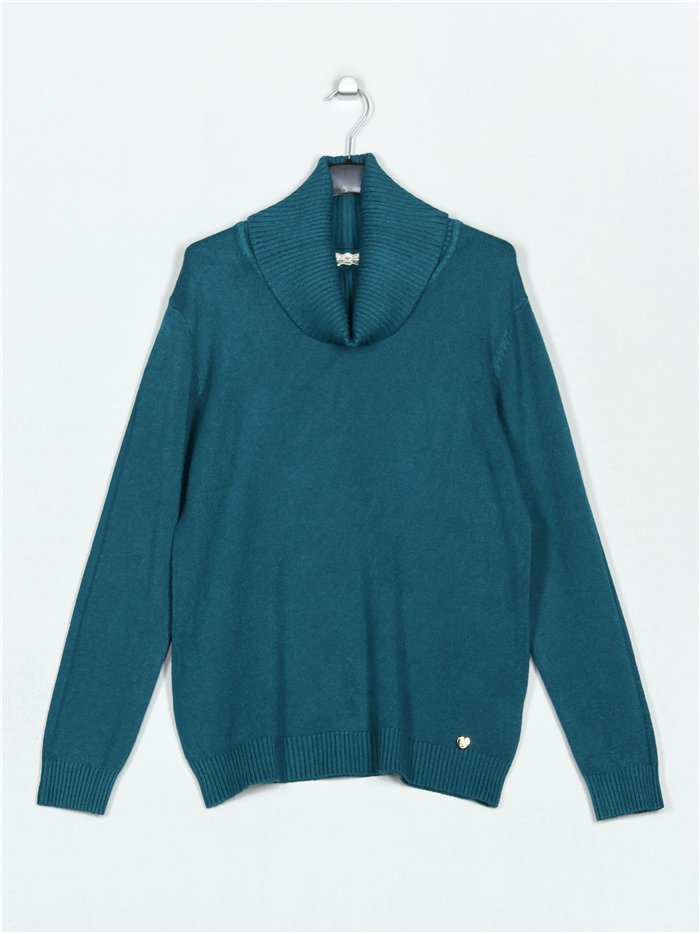 Roll neck sweater teal