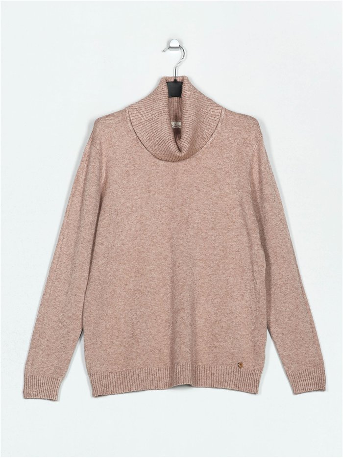 Roll neck sweater camel