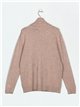 Roll neck sweater camel