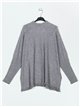 Frayed edge maxi sweater gris