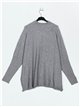 Frayed edge maxi sweater gris