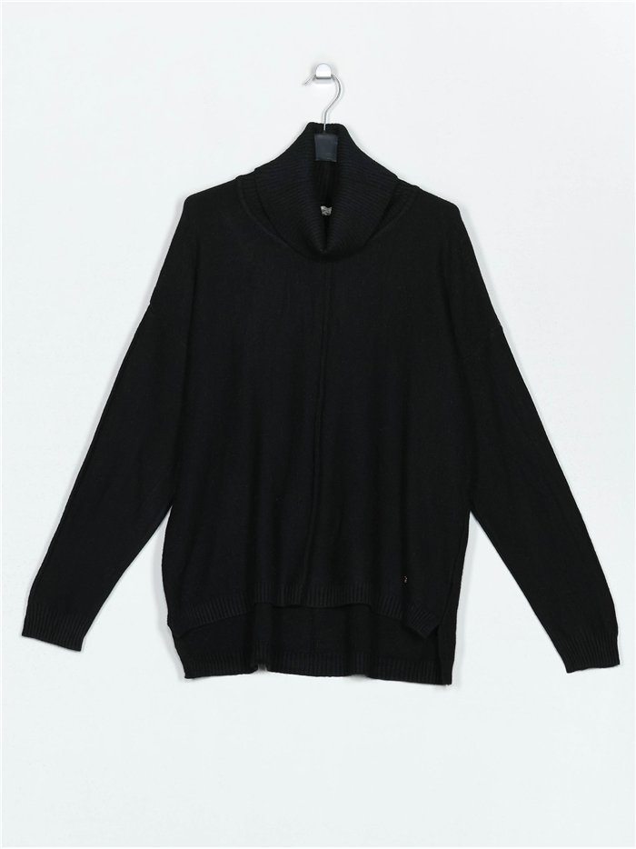 Roll neck sweater negro