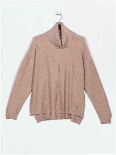 Roll neck sweater camel