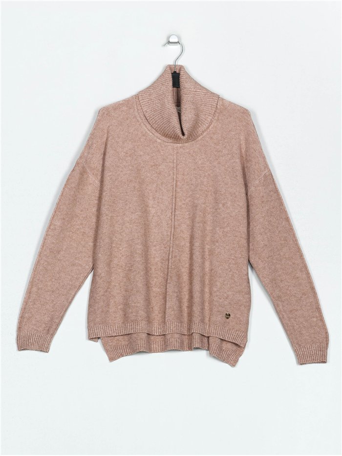 Roll neck sweater camel