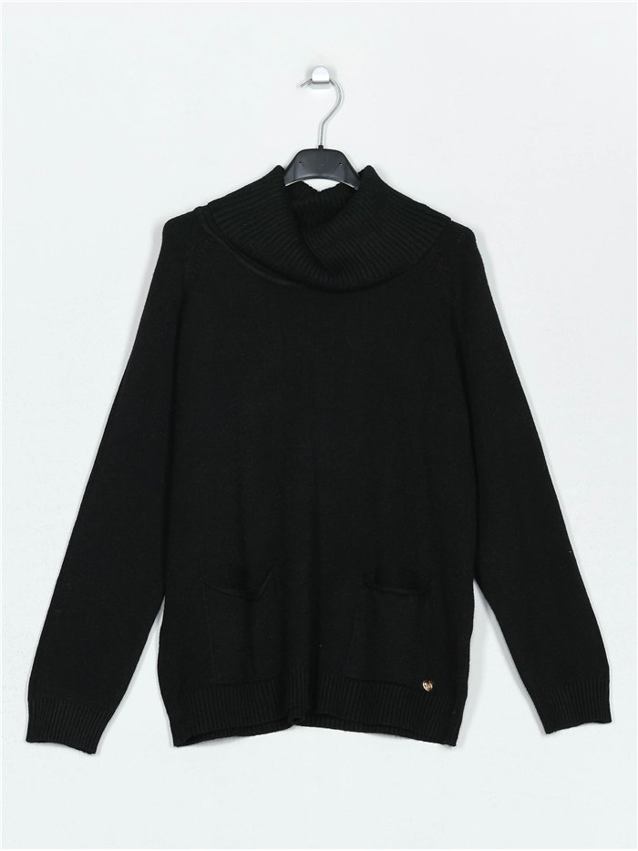 Roll neck sweater negro