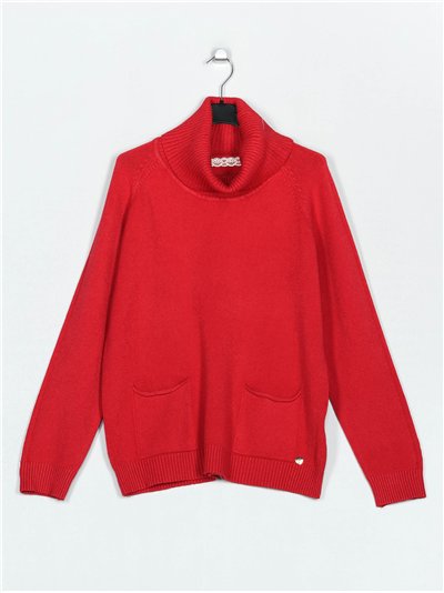 Roll neck sweater rojo