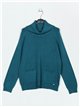 Roll neck sweater teal