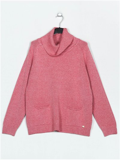 Roll neck sweater rosa