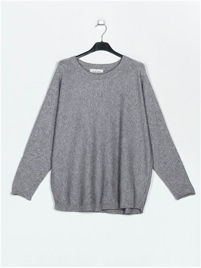 Oversized polka dot sweater gris