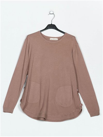 Sweater with buttons marron-claro