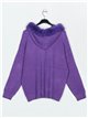 Oversized sweater with pompom morado