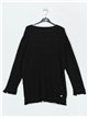 Frayed edge knitted sweater negro