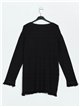 Frayed edge knitted sweater negro