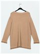 Frayed edge knitted sweater camel