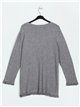 Frayed edge knitted sweater gris