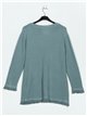 Frayed edge knitted sweater verde-agua