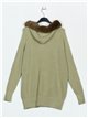 Ribbed sweater with pompom verde-militar