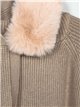 Ribbed sweater with pompom khaki