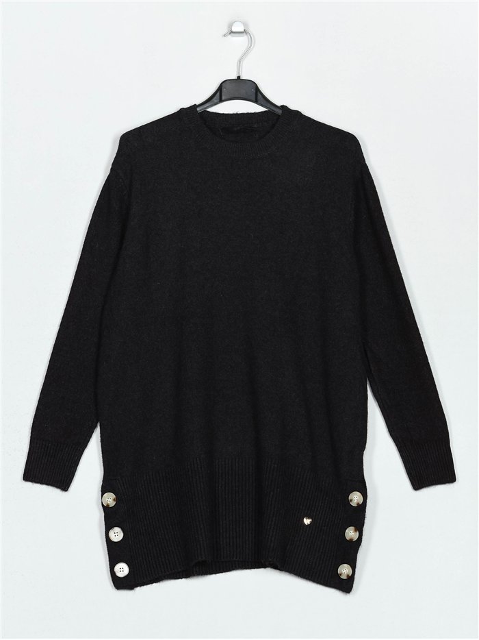 Oversized sweater with buttons negro